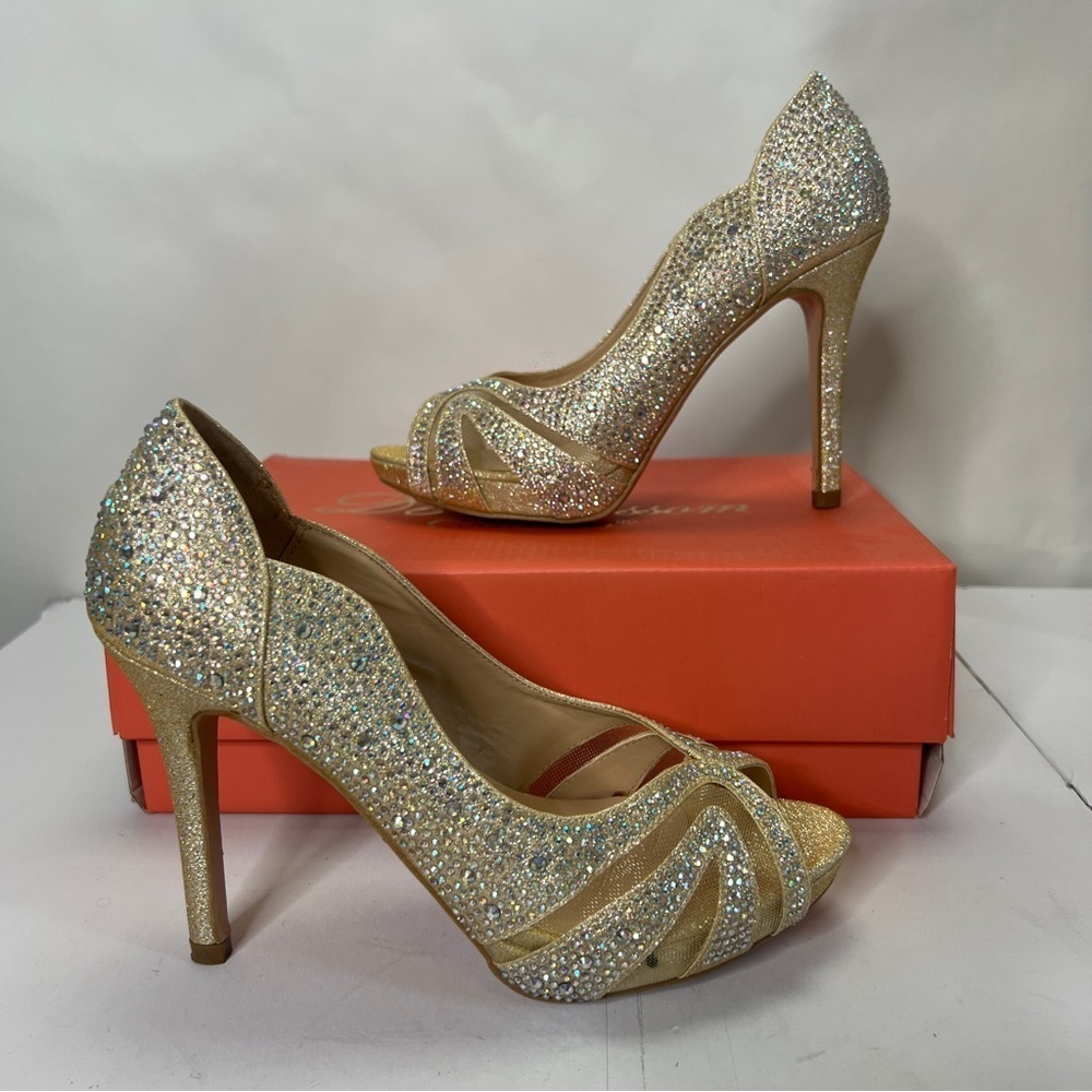 Crystal Embellished Peep-toe Heels New size 6.5